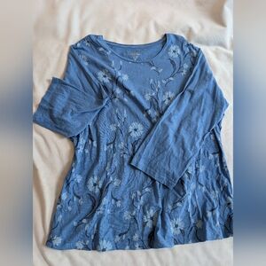 Blue Floral Women's Top Size 2X